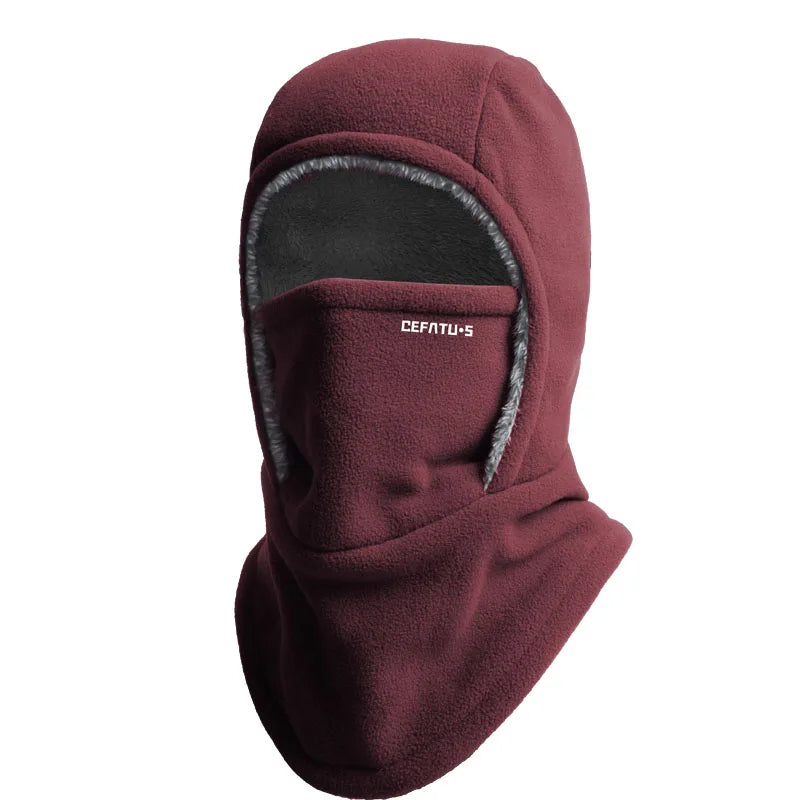Burgundy fleece balaclava