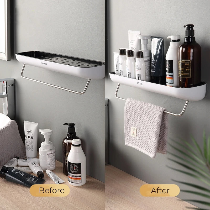 Drill Free Elegant Bathroom Wall Shelf Organizer