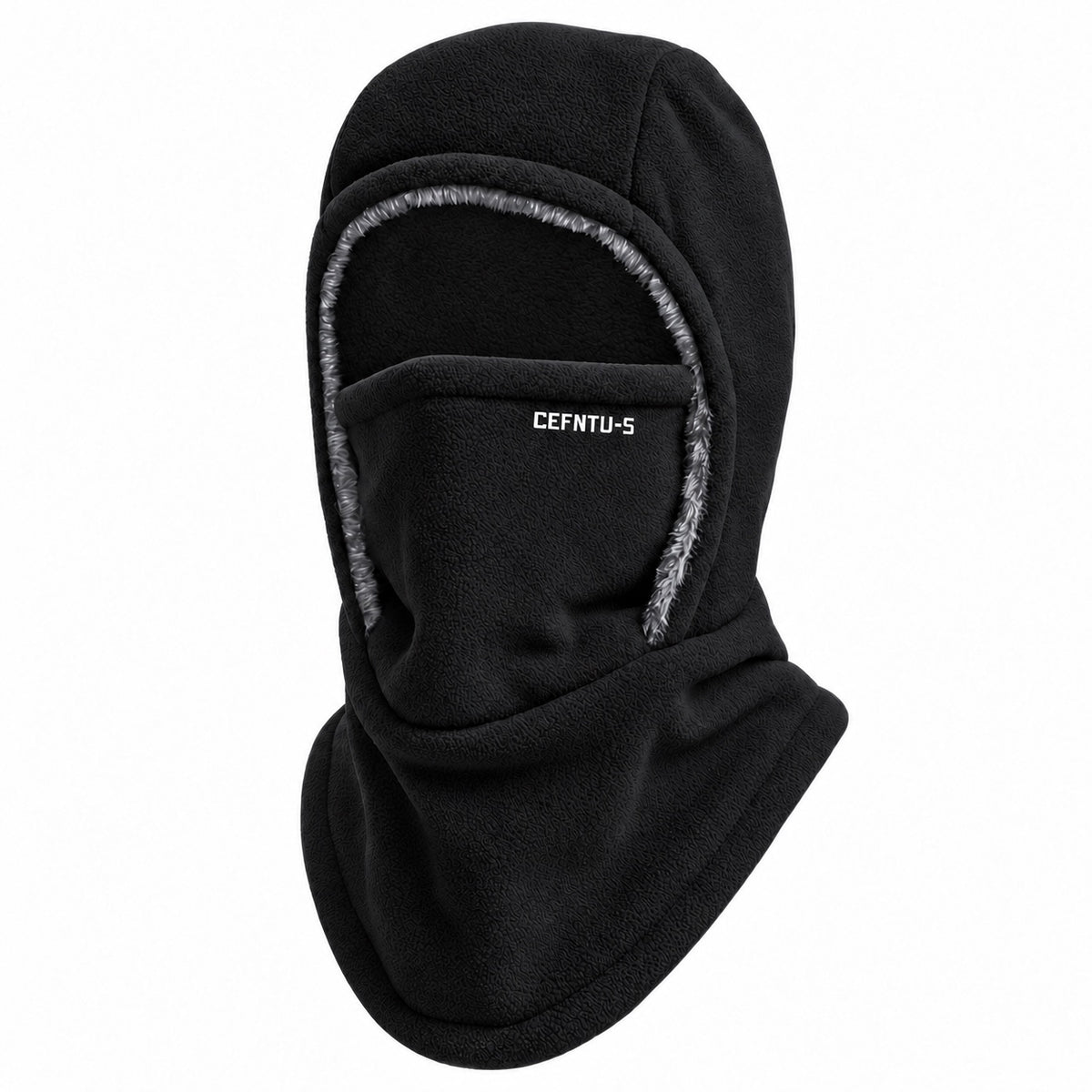 ThermalShield 3-in-1 fleece balaclava in black on a white background